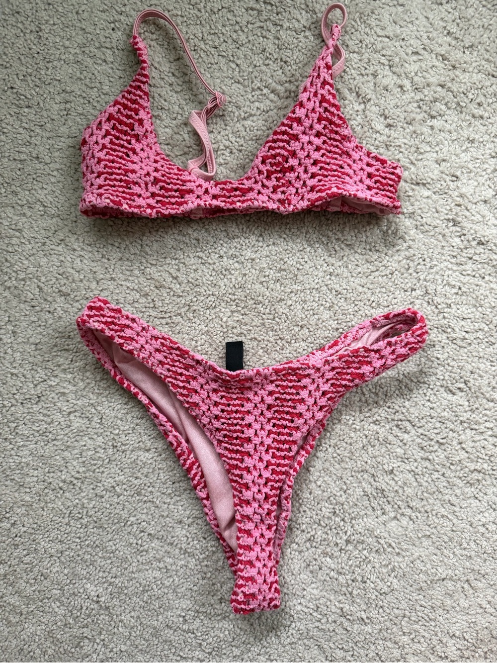 triangl swimwear Pink Crochet Two-Piece Bikini